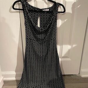 Jennifer Lopez Black and White Geometric Backless Dress